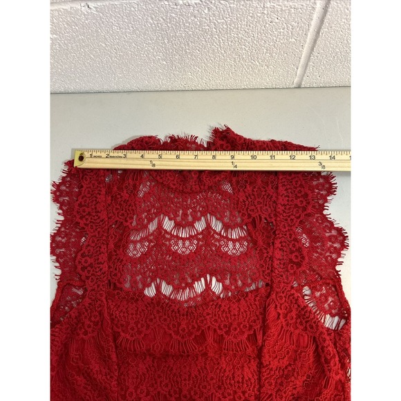 NWT Intimately‎ Free People Open Back Red Lace High Neck Bodycon Dress Size Med - Picture 11 of 16
